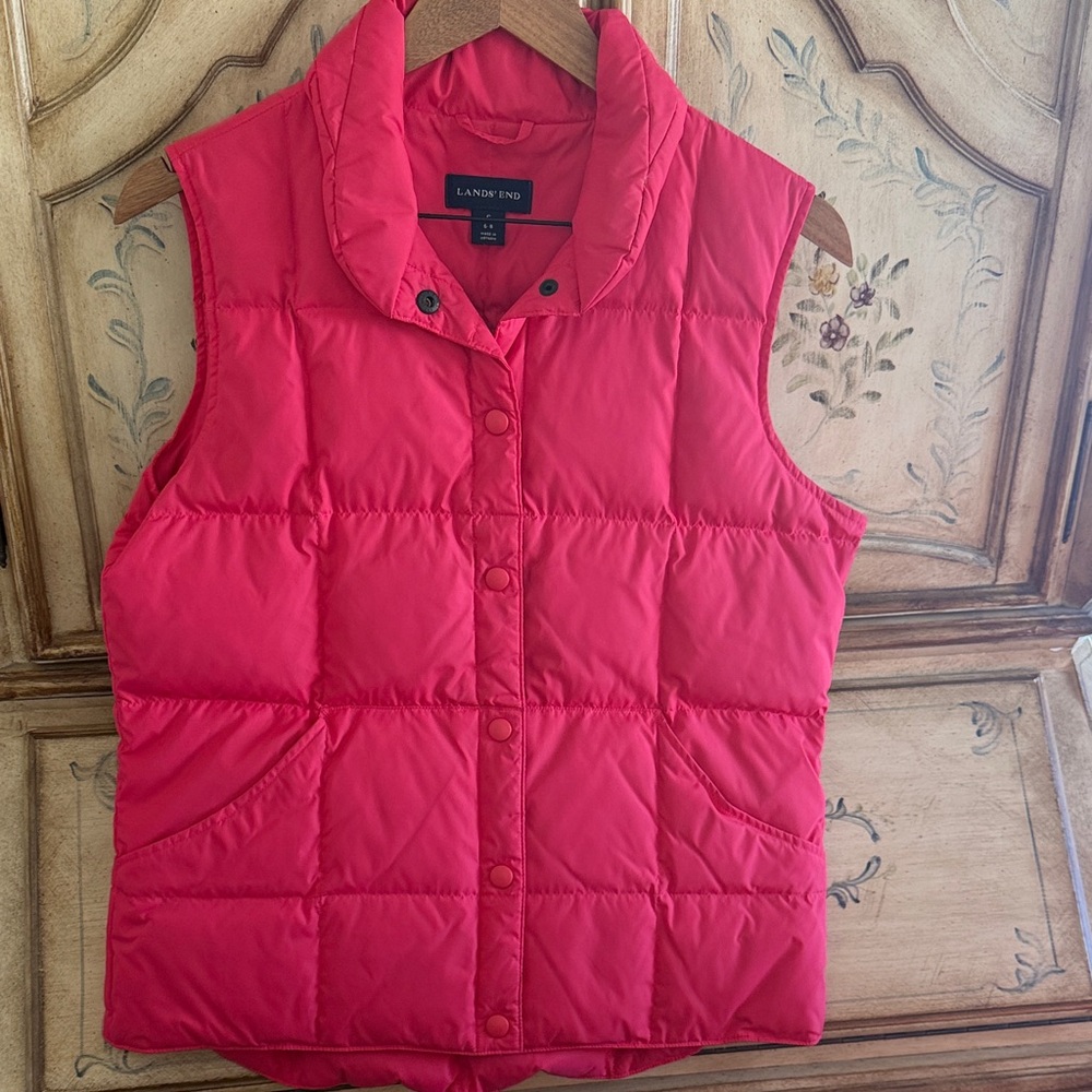 Lands' End Women's Vibrant Red Quilted Vest